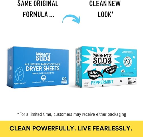 Miniatura 10 de Molly's Suds Hojas de secadora suavizantes de tela para pieles sensibles, reductor estático a base de plantas, embalaje sin plástico, paquete de 2,