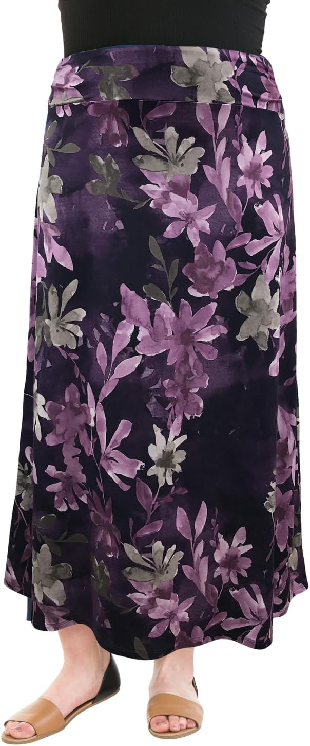 LEEBE Women and Plus Size Rushed Waist A-Line Casual Maxi Skirt (Small-5X)