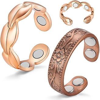 2PCS Copper Rings for Women Adjustable Solid Pure Copper Ring with Present Box