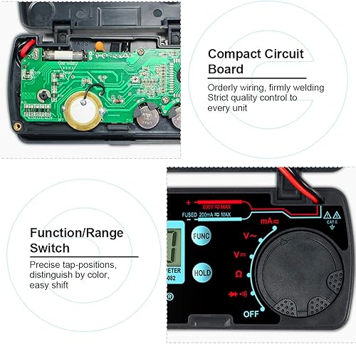 Miniatura 4 de allsun Mini rango automático plegable multímetro digital probador automotriz AC DC Volt AMP Ohm LCD Voltímetro de viaje Amperímetro probador de