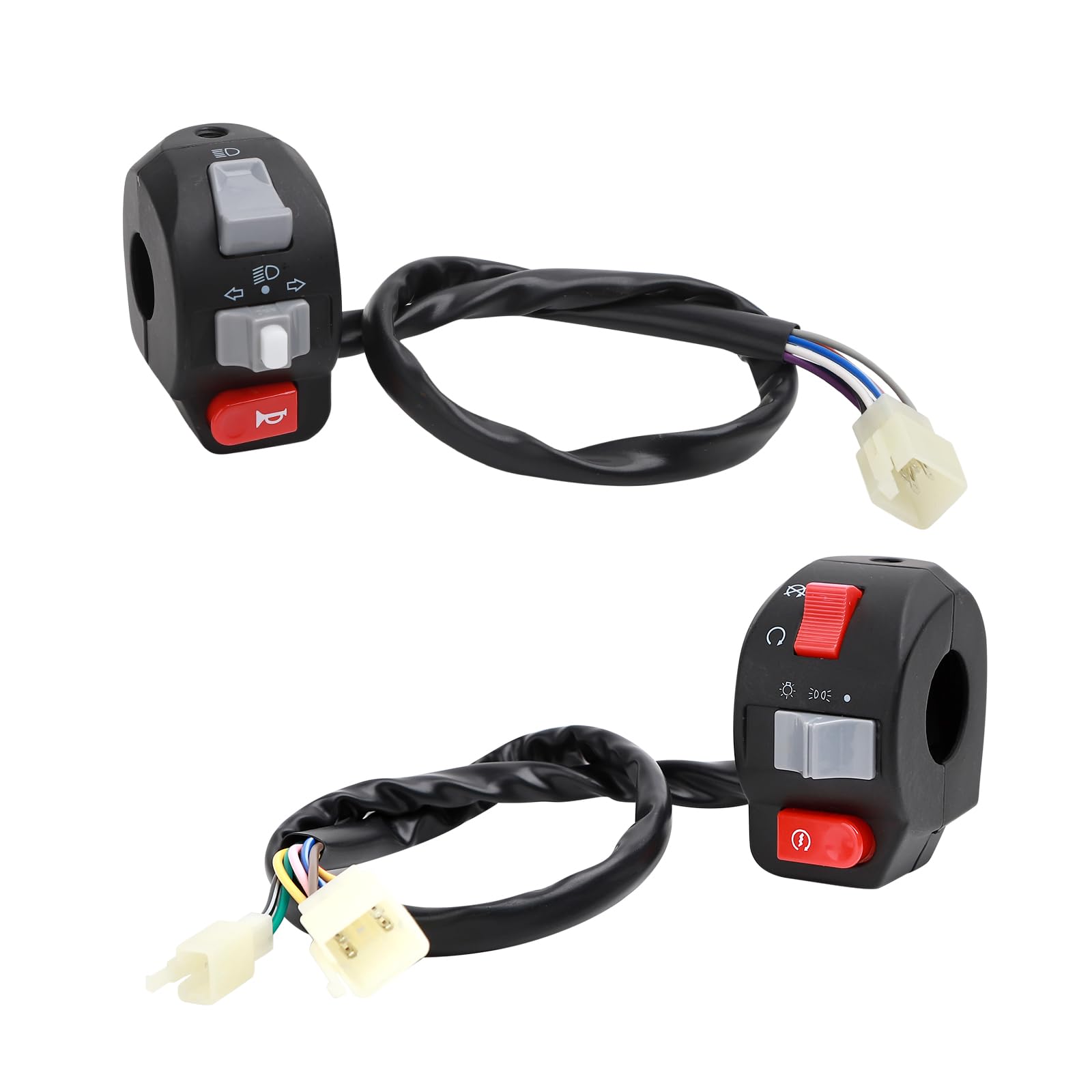 MinhoMotorcycle 7/8" 22mm Left and Right Side Handle Switch Control Assembly Set in Aluminum Material Compatible with ZUMA BWS 125 Chinese Scooter Mopeds