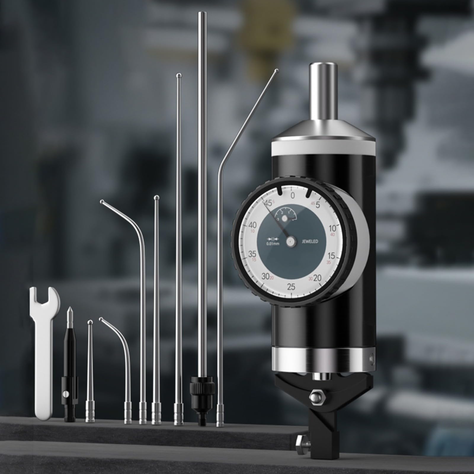 Indicateur de test à cadran mécanique de type levier échelle 0,01 mm outil de mesure avec sonde réglable à 360 degrés pour fraiseuse CNC
