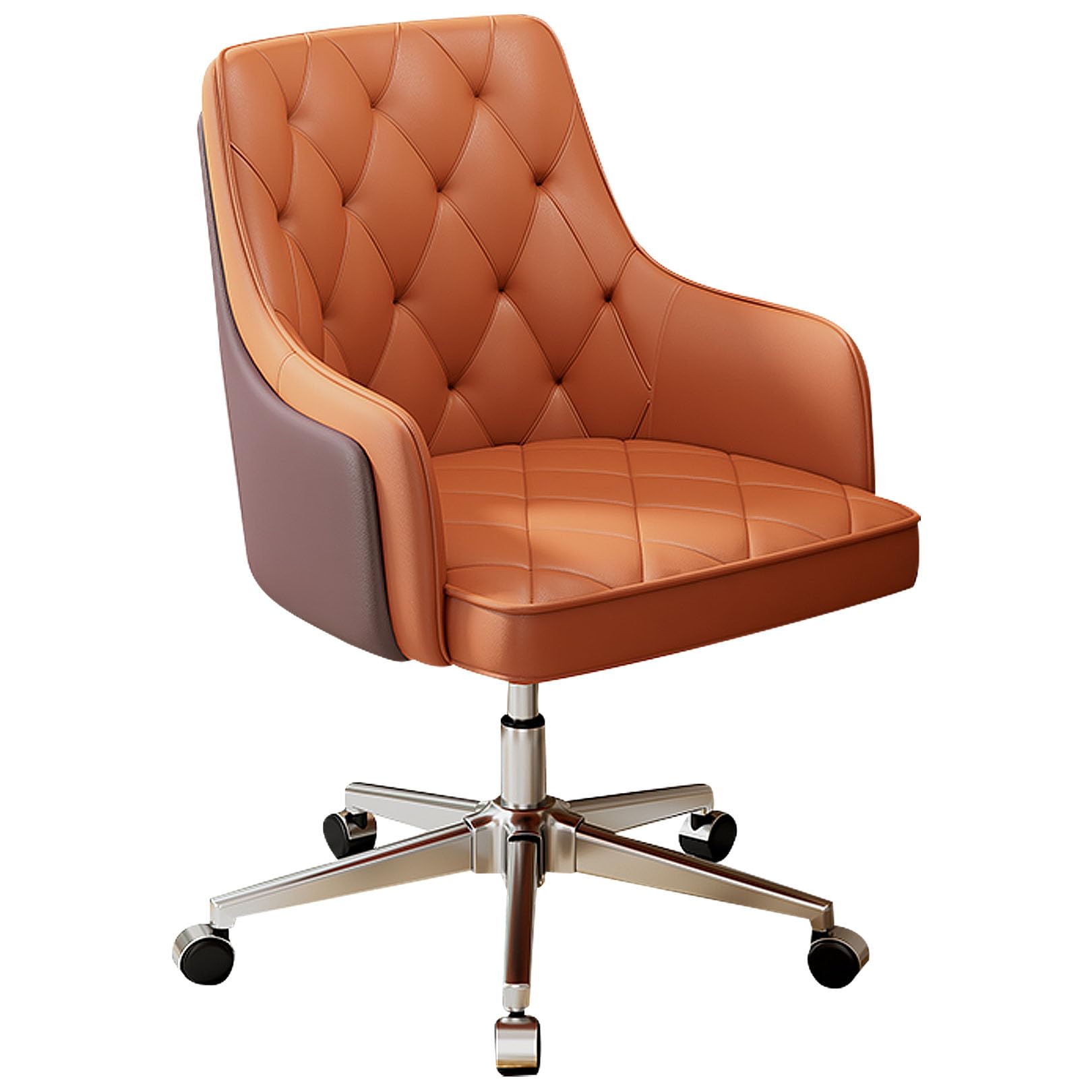 Krzesło biurowe ze skóry PU ze średnim oparciem Ergonomiczne krzesło obrotowe do zadań specjalnych, domowe krzesło biurowe do komputera Krzesło w stylu retro ze złotą metalową podstawą