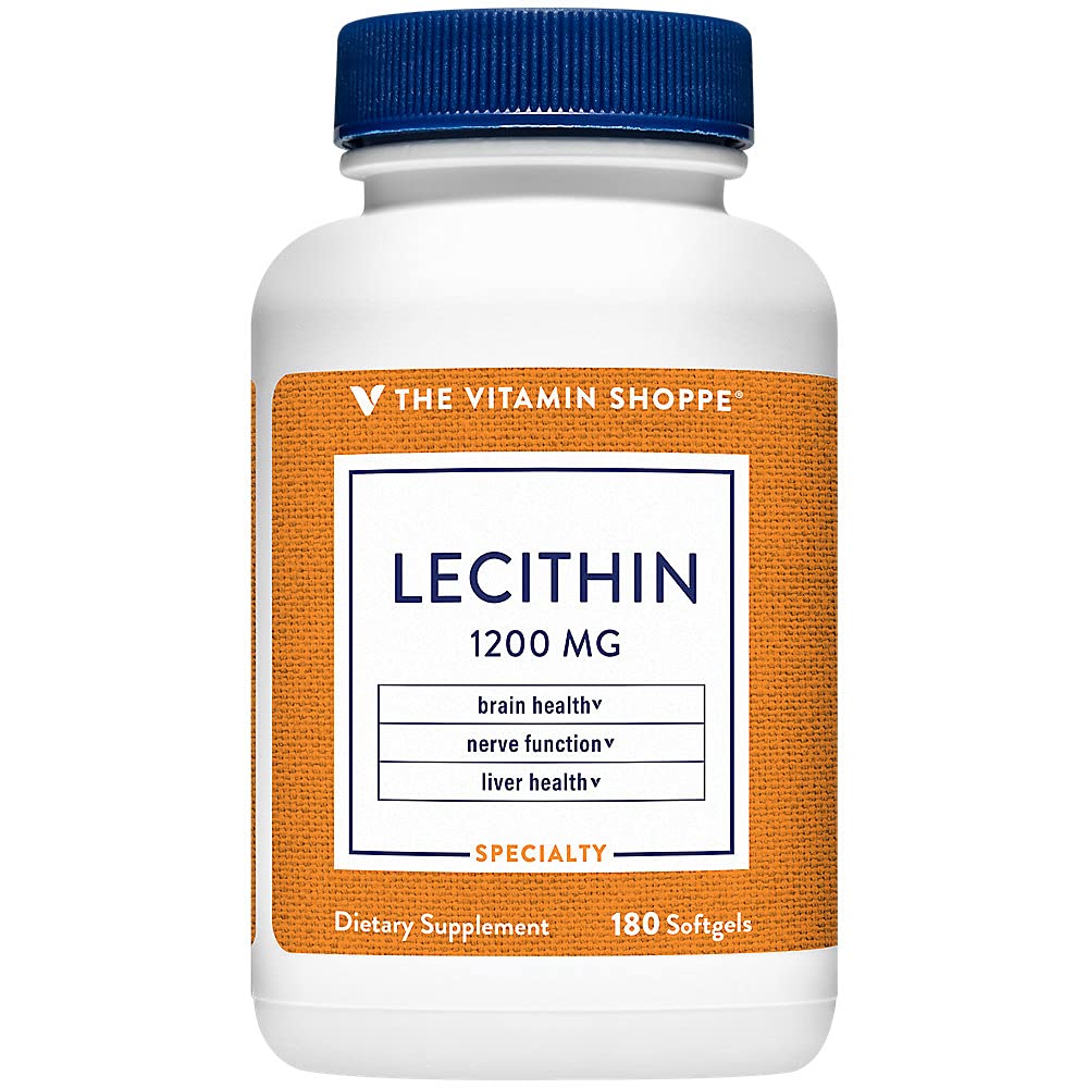 The Vitamin Shoppe Lecithin 1200mg Natural Combination Essential Fatty (180 Softgels) 180 Count (Pack of 1)
