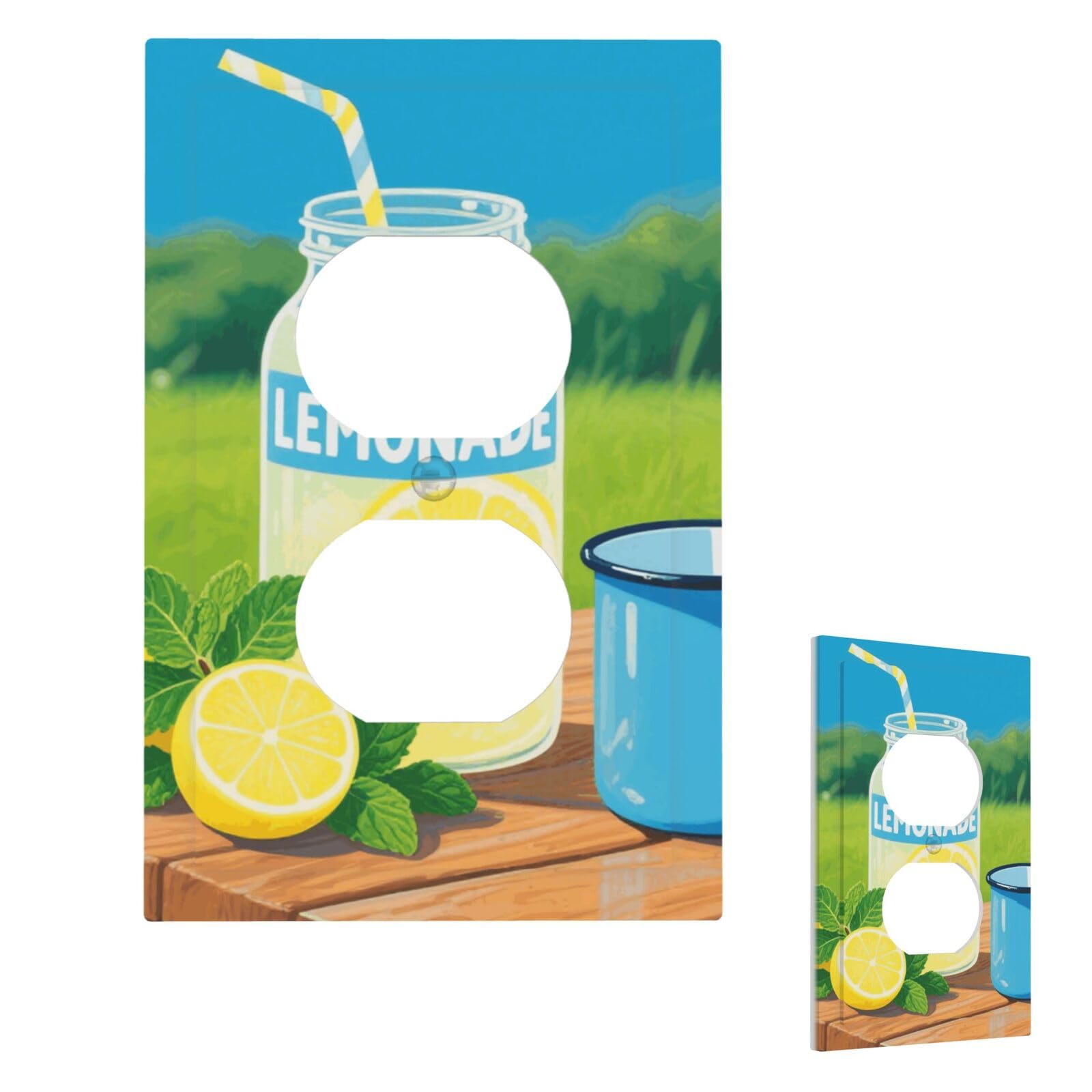 Lemonade Wall Plate Cover Modern Decorative 1 Gang Light Switch Cover Unbreakable Receptacle Outlet Covers For Living Room Bedroom Home Decor Duplex