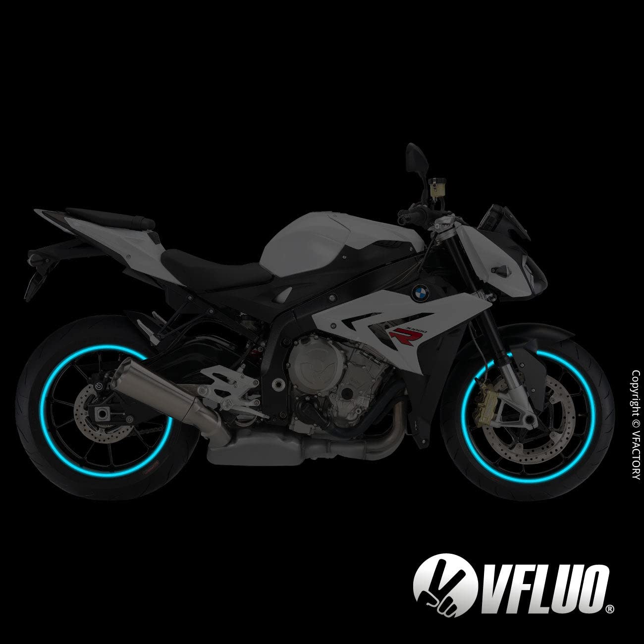 VFLUO - Kit Pegatinas Llantas de Moto Reflectantes, Autoadhesivas para 1 Rueda, 3M Technology™ - Gran Visibilidad Lateral - Discreto y diseño - Fácil colocación — view 4
