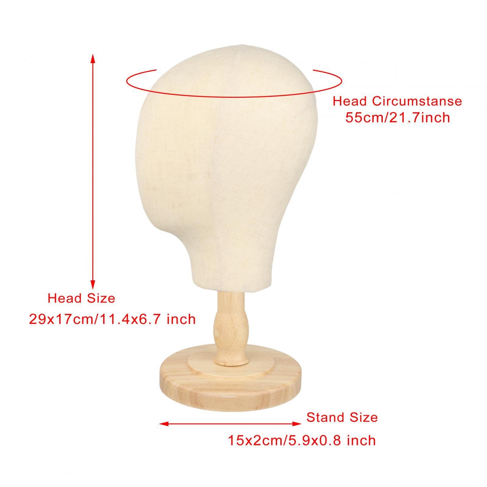 Milageto Espositore per testa di parrucca Testa di esposizione per cappello Testa di manichino Cappello Parrucca Espositore per gioielli Accessori per salone, base con venature del legno