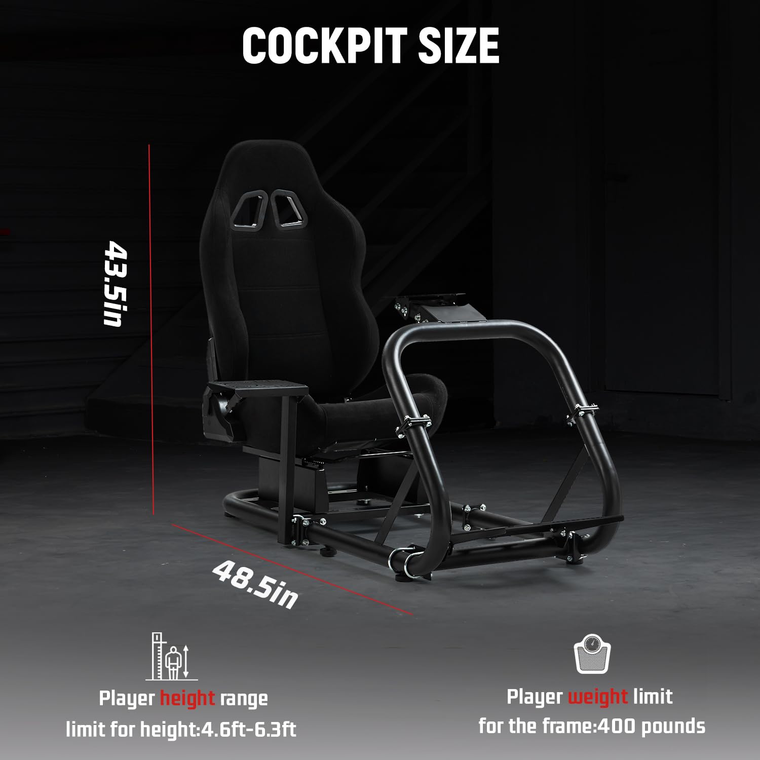 Dardoo Rennsimulator Cockpit with Large Round Tube lenkradständer Rennsitz Adjustable passend für Logitech G25 G27 G29 G920, für Thrustmaster, für Fanatec without Steering Wheel, Pedal and Shifter