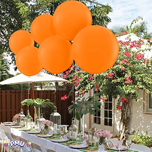 Pmu Premium Latex Balloons - Jumbo Size Balloons For Birthdays, Wedding Parties, Baby Shower, Indoor & Outdoor Party Events & Decoration Supplies - Made In Usa, 36 Inch Orange, Pkg/3 #TOP2