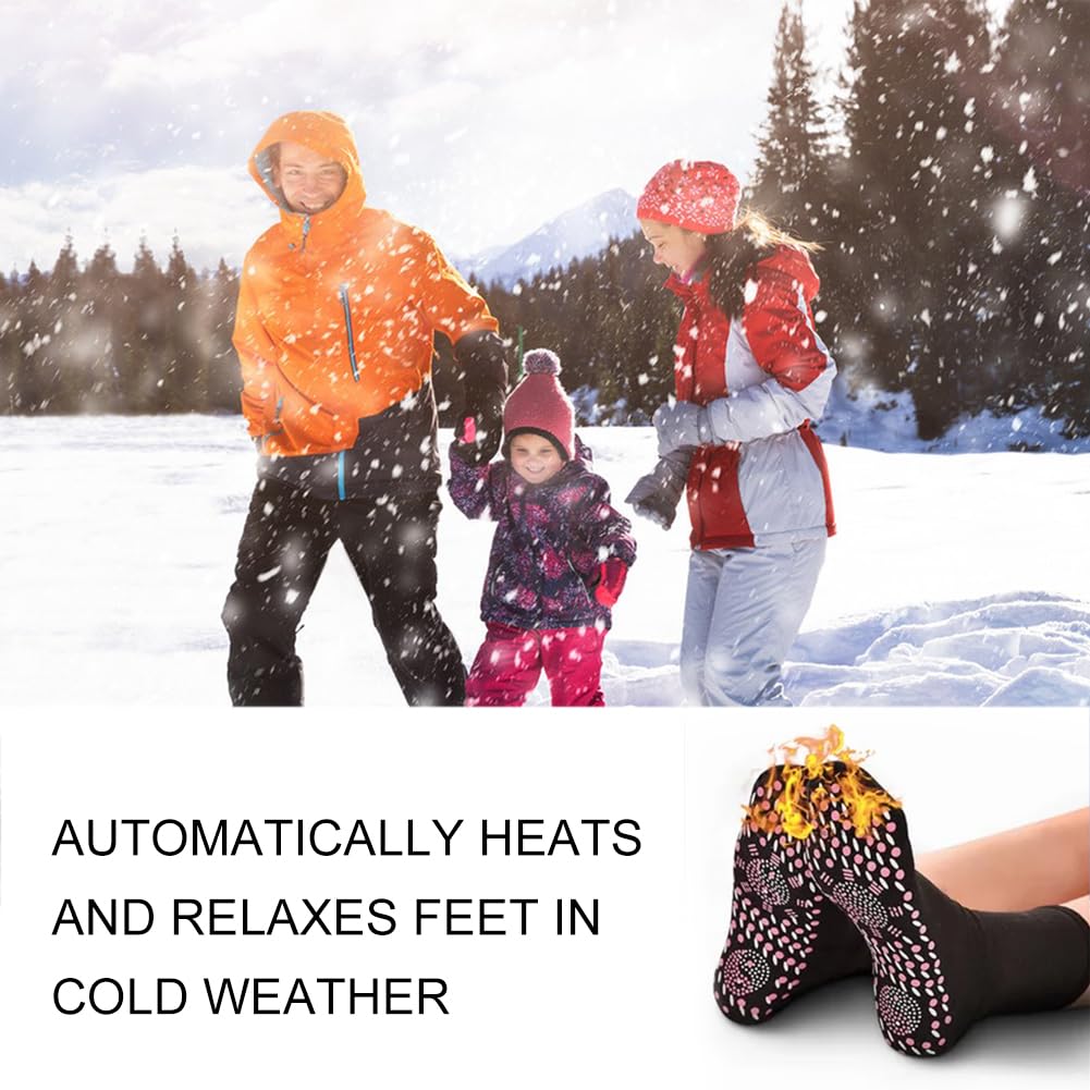 Chaussettes Chauffantes, 6 Paires Chaussettes Tourmaline, Chaussette Magnetique, pour Femmes et Hommes en randonnée Ski pêche Joggi