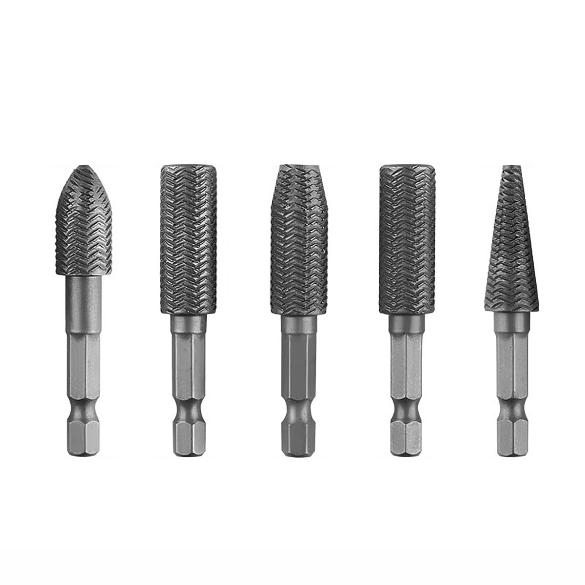 5pc Rotary File Set Hex Shank 6mm – Electric Carving Burr for Die Grinder, Soft Metal Filing, Woodworking