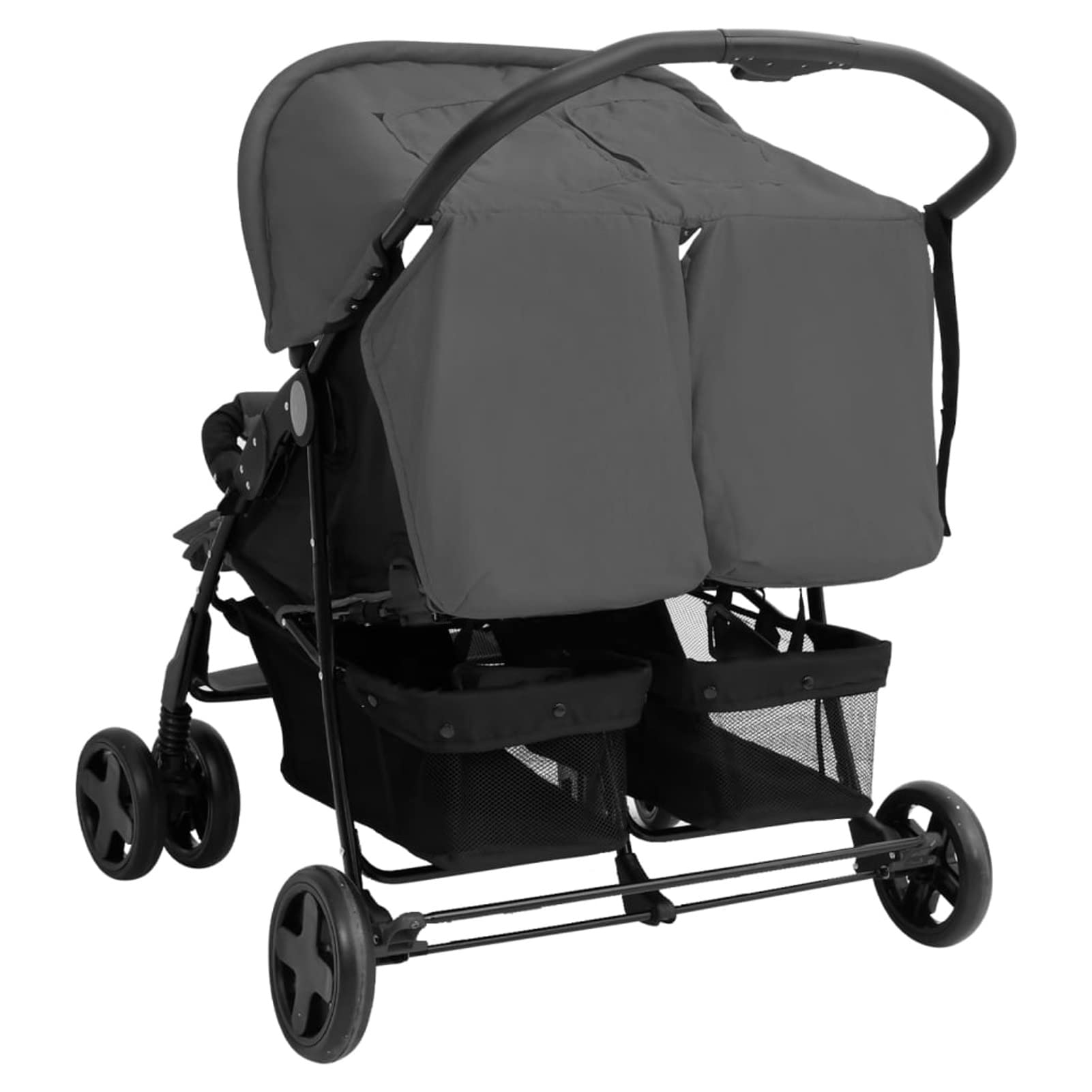 Passeggino Gemellare Grigio Scuro in Acciaio,Bebè e bimbi,Trasporto bebè,Passeggini-10342