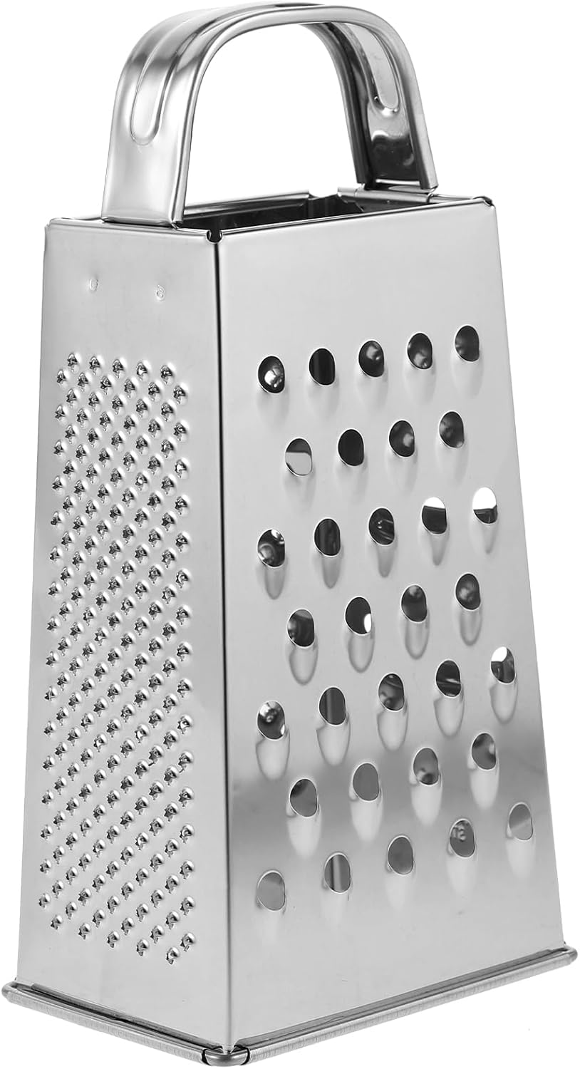 1 rallador de verduras de acero inoxidable, rallador de metal portátil de 4 lados con mango para cocina, restaurante (6 pulgadas)