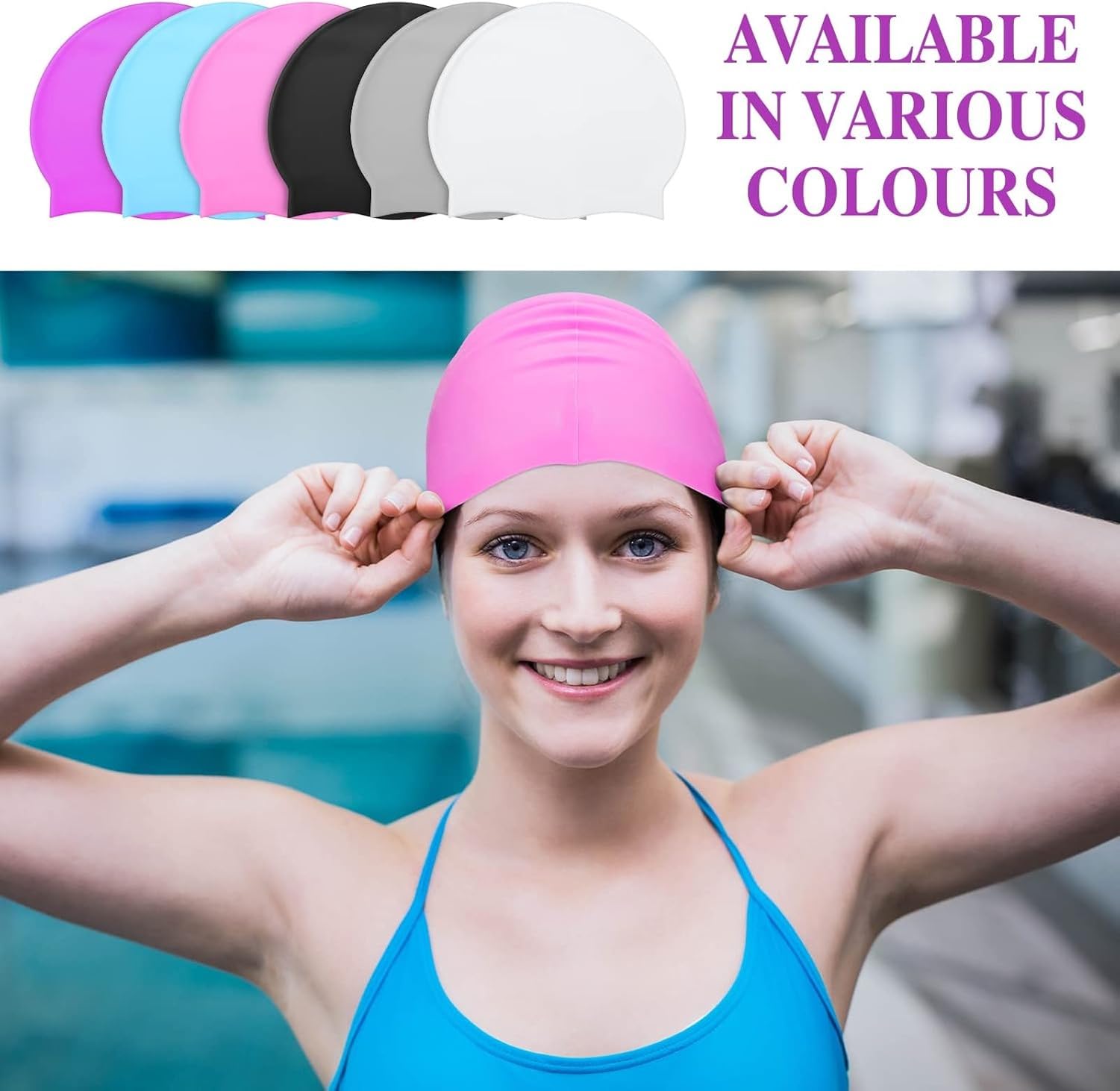 HURUMA Gorro de natación silicona 24 piezas 6 Colores Unisex Adulto sin arrugas Sombrero natación para Hombres y Mujeres entrenamiento y carreras protección Cabello im