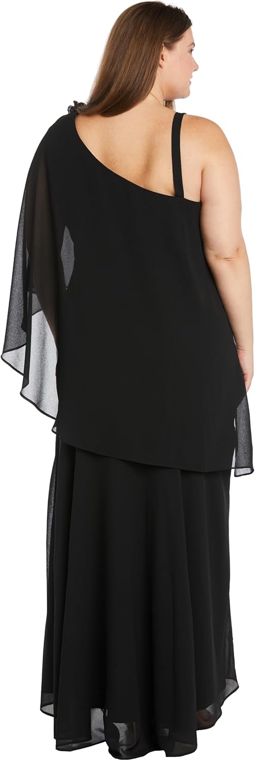 [R&amp;M Richards] ドレス Noir Glitter One-shoulder Gown レディース