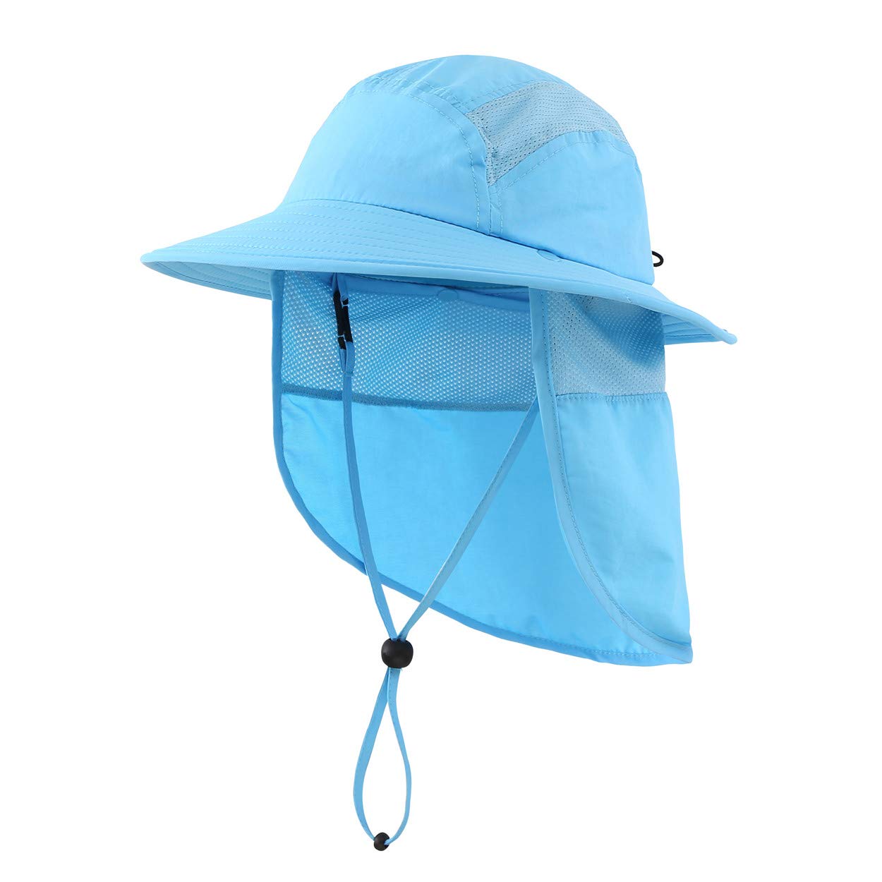 Magracy Kids Boys Outdoor UPF50+ Bucket Sun Hat with Neck Flap Wide Brim Sun Protection Hat Aqua Blue