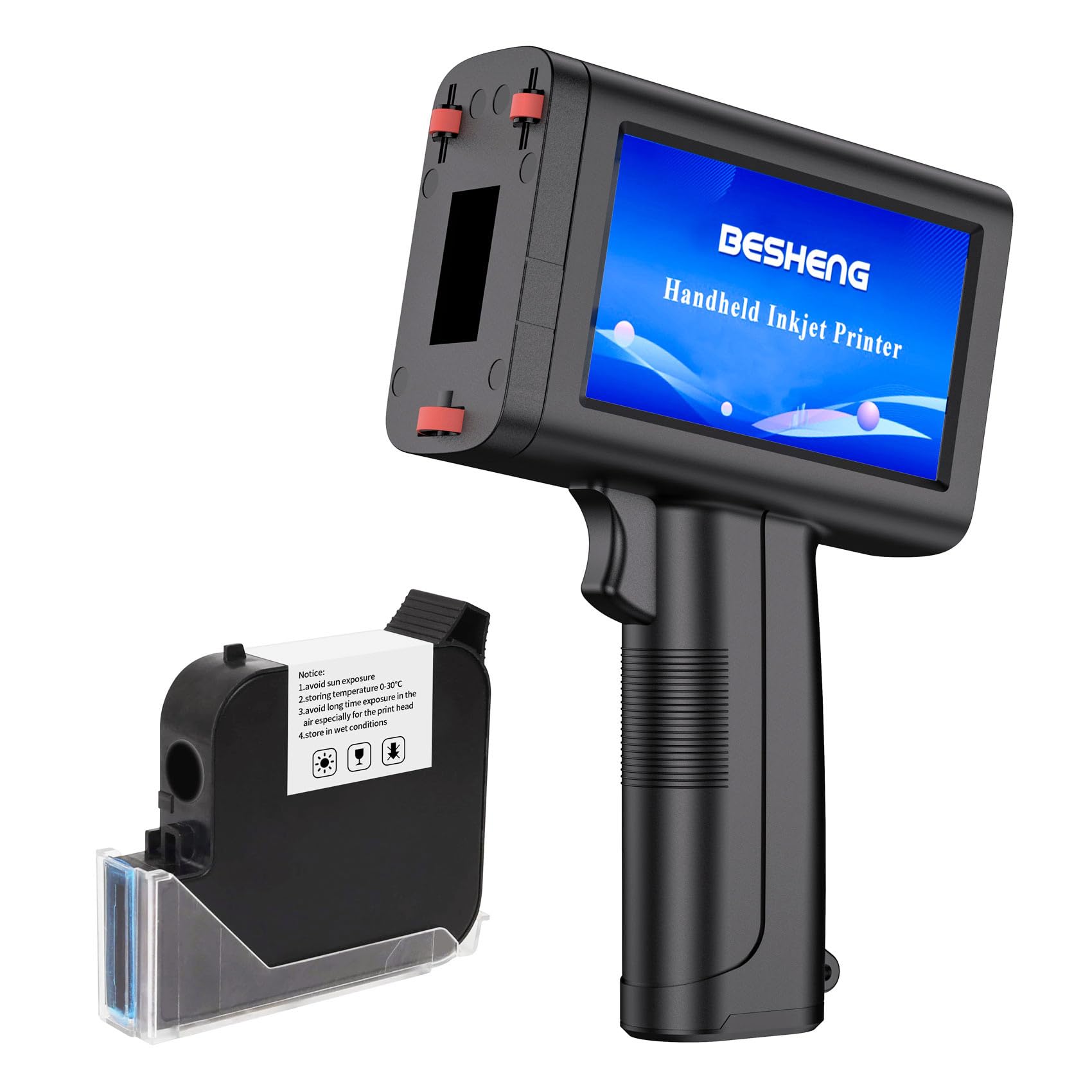 TH20 Impresora de Mano Portátil, Altura de Impresión 2~25,4 mm Pistola Impresora de Inyección de Tinta Mano con Cartucho de Tinta de Secado Rápido para Fecha Tiempo QR-Code Texto Variable