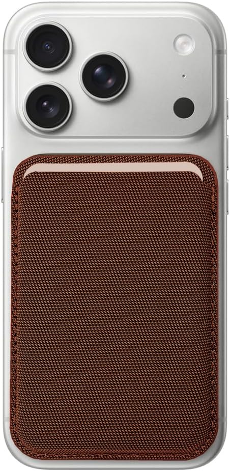 Nakedcellphone Woven Wallet Compatible w/MagSafe Case - Sienna Brown Ochre | Holds 3 Credit Cards, Magnetic - Fits iPhone 17 Pro Max/Air/16 Pro/15 Plus/14/13/12 etc