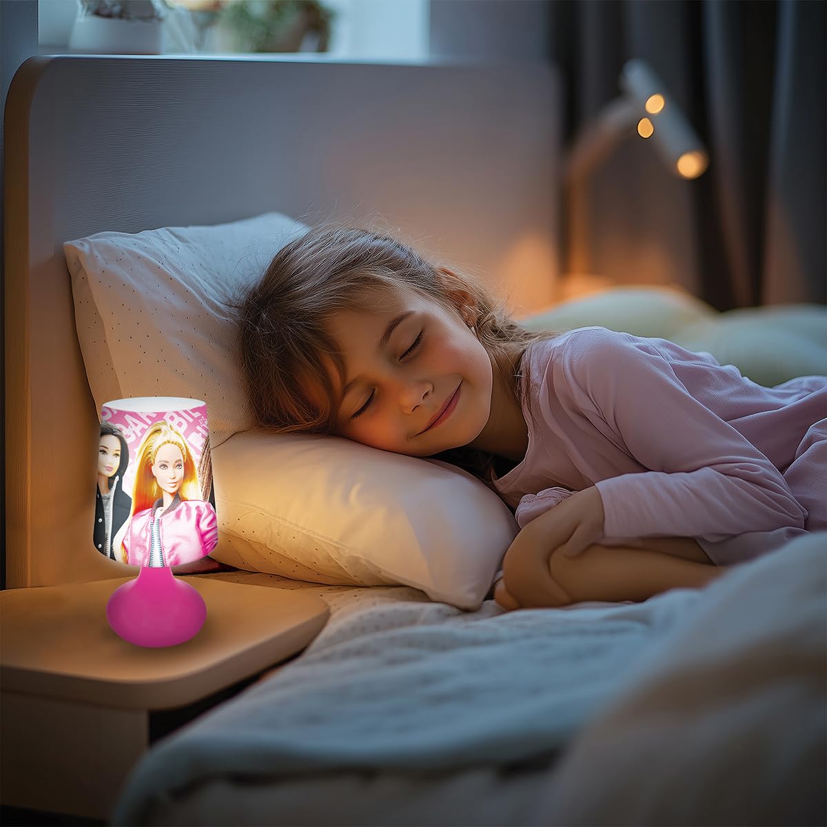 LEXIBOOK, Mattel Barbie - Barbie Mini Cordless Bedside Lamp and Nightlight - MLT10BBLXB, Pink, Small - Image 3
