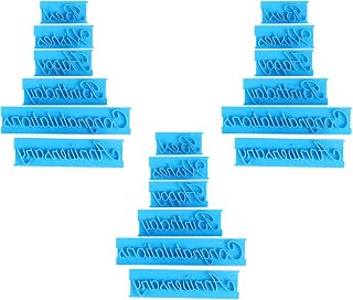 Juego de 3 moldes de plástico para decoración de tartas, diseño de letras a mano, #011