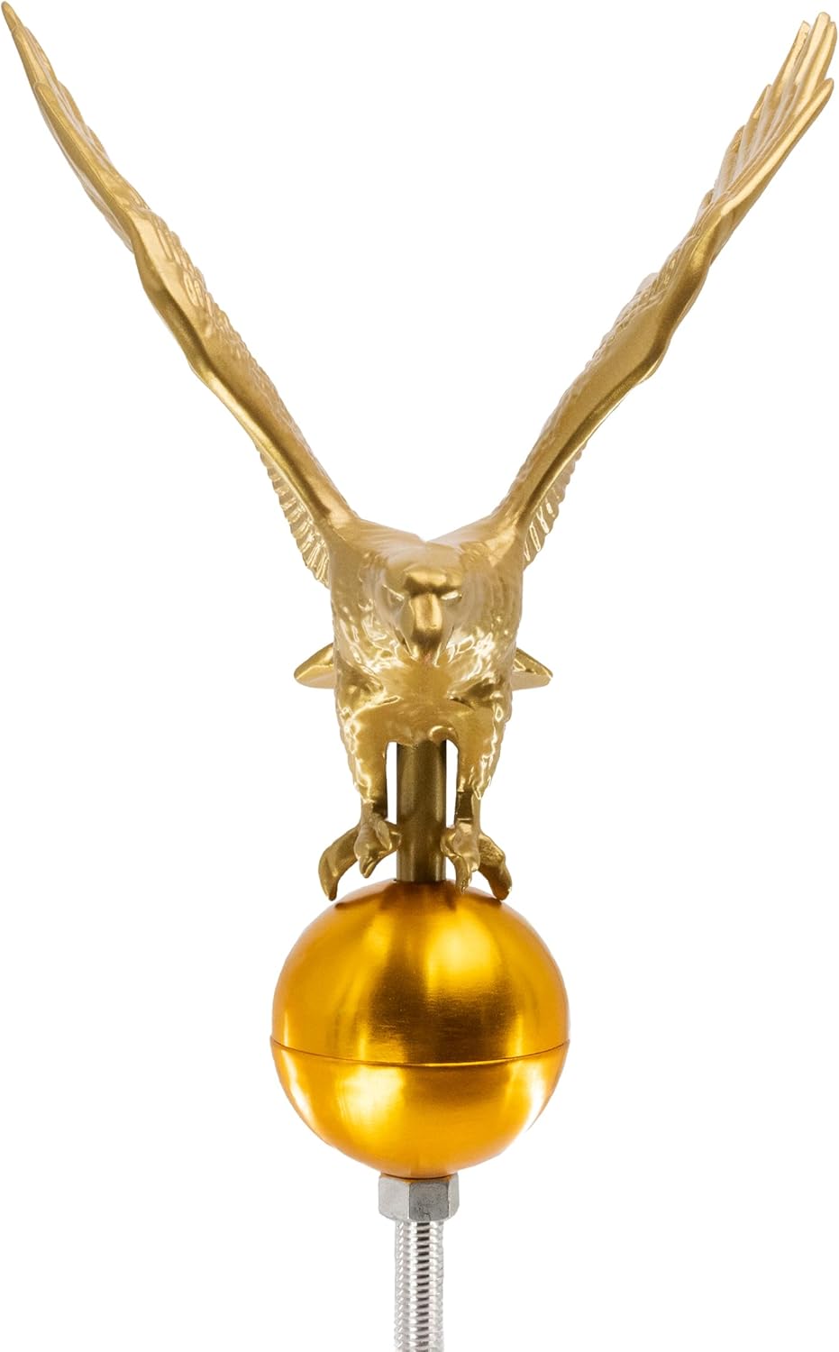 Montague Metal Products Flagpole Topper Gold Eagle - 12" Gold Flag Pole Eagle, Made to Last Unlike Synthetic Imports, Handmade Cast Metal Aluminum Eagle - Multiple Colors Available - No Assembly Required - Made in the USA
