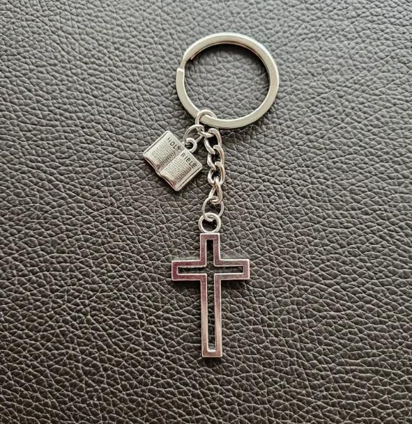 Stainless Steel Cross Keychain Holy Bible Pendant Keyring Blessing Keychain Fashion Accessories for Women Men - Image 3
