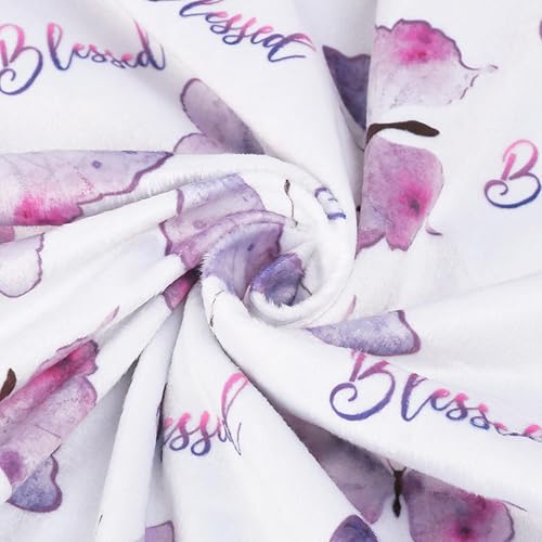 Miniatura 10 de BORITAR Mantas de felpa suave para niñas con elegante patrón de mariposa rosa, tela de visón de doble capa con respaldo punteado, manta de regalo