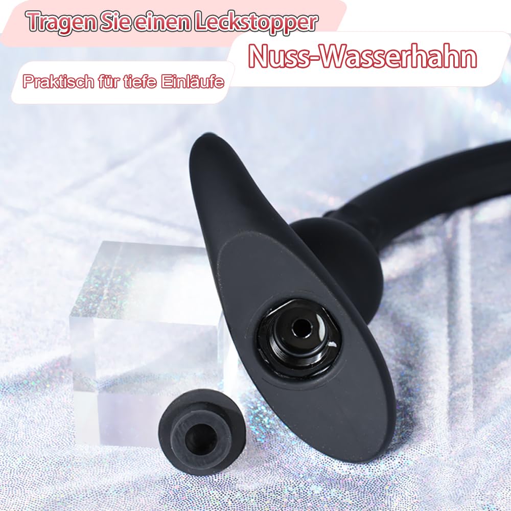 Analplug Anal Dusche Einlauf Extra Lang Silikon Buttplug Enema Irrigator Analdusche Vaginaldusche Intimdusche Analreinigung Intimreinigung Anal Spülung Sex Toy für Frau Männer(Schwarz*L)