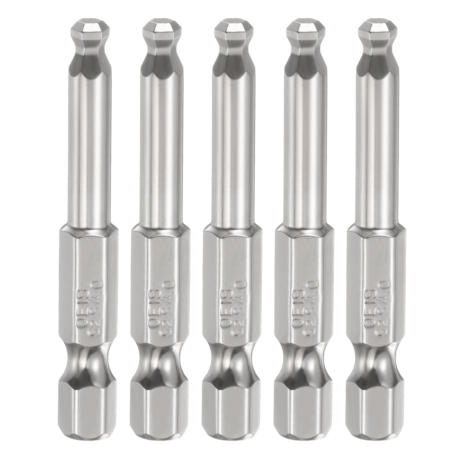 sourcing map 5pcs Ball End Hex Screwdriver Bit H4 (4mm) Head 1/4" Hex Shank 50mm (2") Long Magnetic S2 Steel Metric Screw Driver Drill Bit Wrench Socket Power Tool