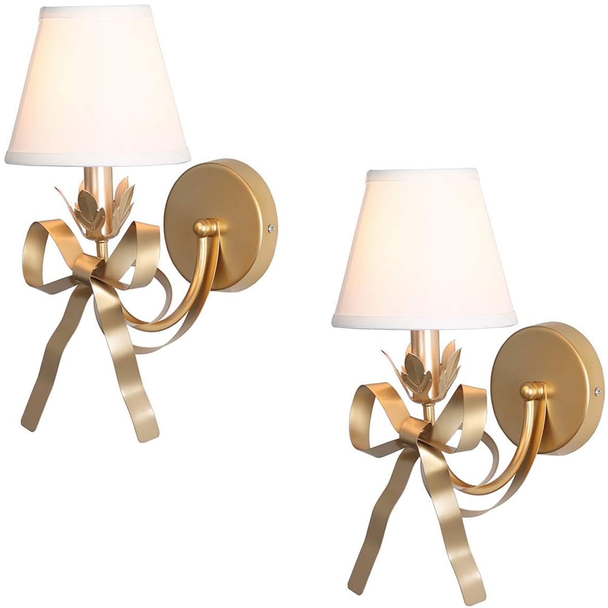 Bedside Wall Mount Light, Modern Wall Sconce Lights Fabric Shade Creative Bow Wall Lamps Perfect for Bedroom Living Room Reading Room and Hotel (2 Pack)