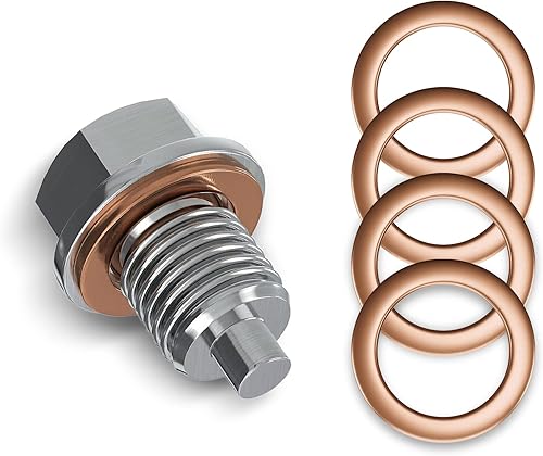 jeseny Paquete de 1 tapón de drenaje de aceite M14x1.5 con 5 juntas, perno de tuerca de drenaje de acero inoxidable, repuesto para la mayoría de