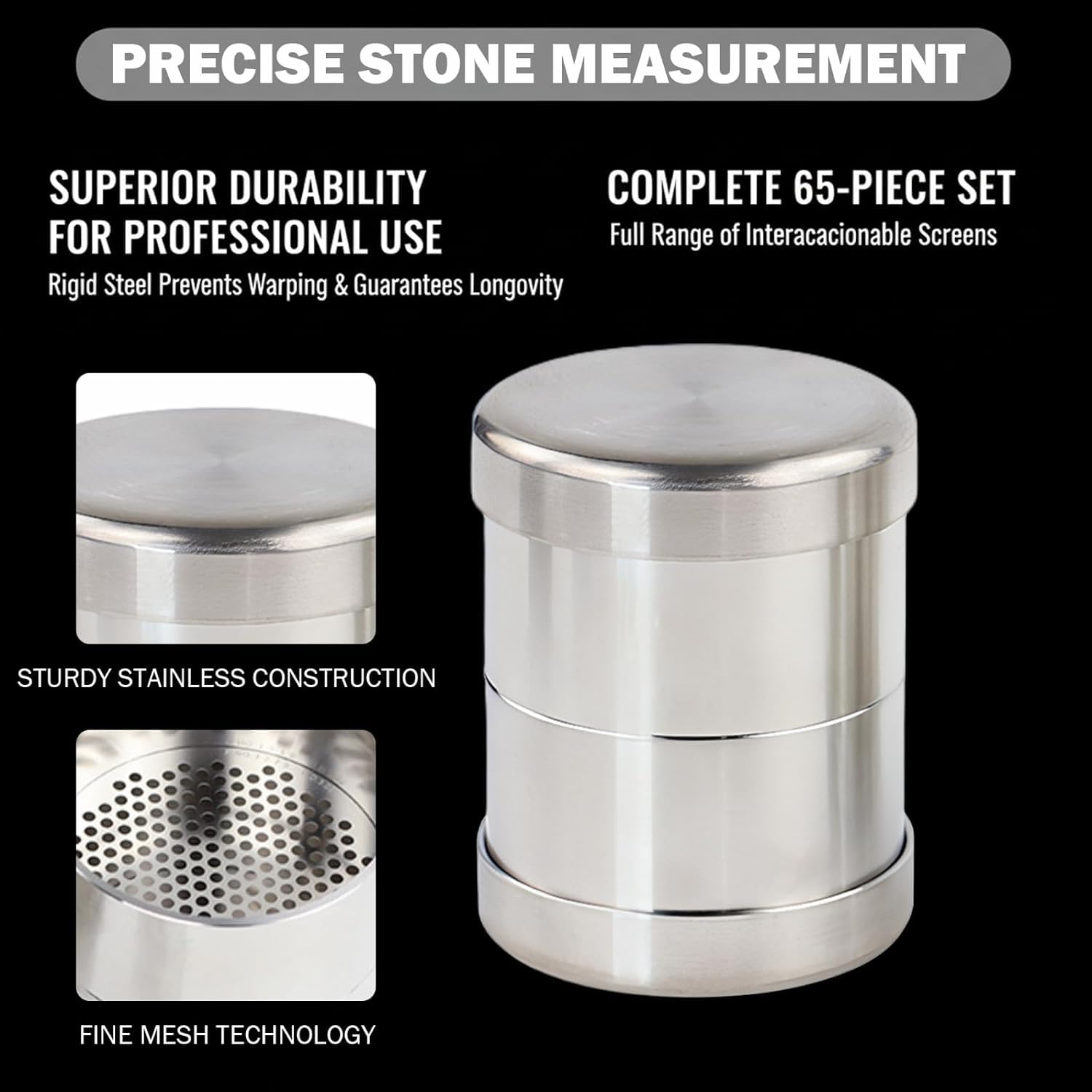 Tamiz Clasificador De Cuentas De Acero Inoxidable De 48 Mm, Herramientas De Malla Fina Para La Fabricación De Joyas, Clasificación De Diamantes Y Dimensionamiento De Piedras, Decoraciones