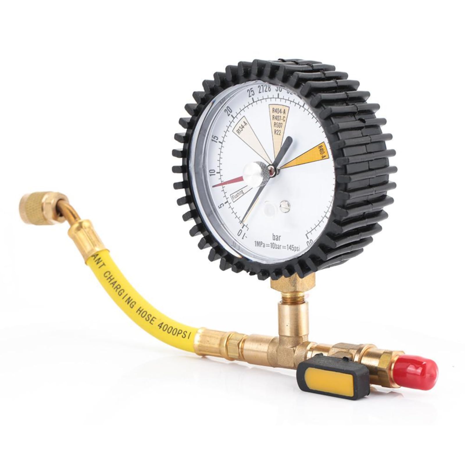 Stickstoff Druckprüfgerät Manometer, Stickstoffdruckprüfer, -1~60bar 80mm Stickstoff Manometer Klimaanlage Kühlung Stickstoffdrucktest Druckmessgeräte für R134a, R22, R407C, R410A
