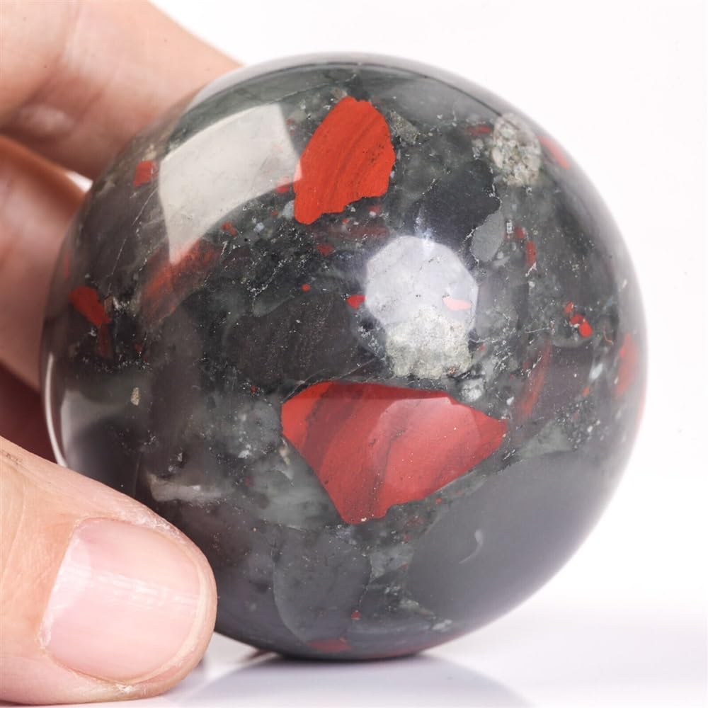 RVBLRDSE African Blood Stone Quartz Ball Hand Carved Crystal Ornaments (Size : 600-700g) Gemstone Stone
