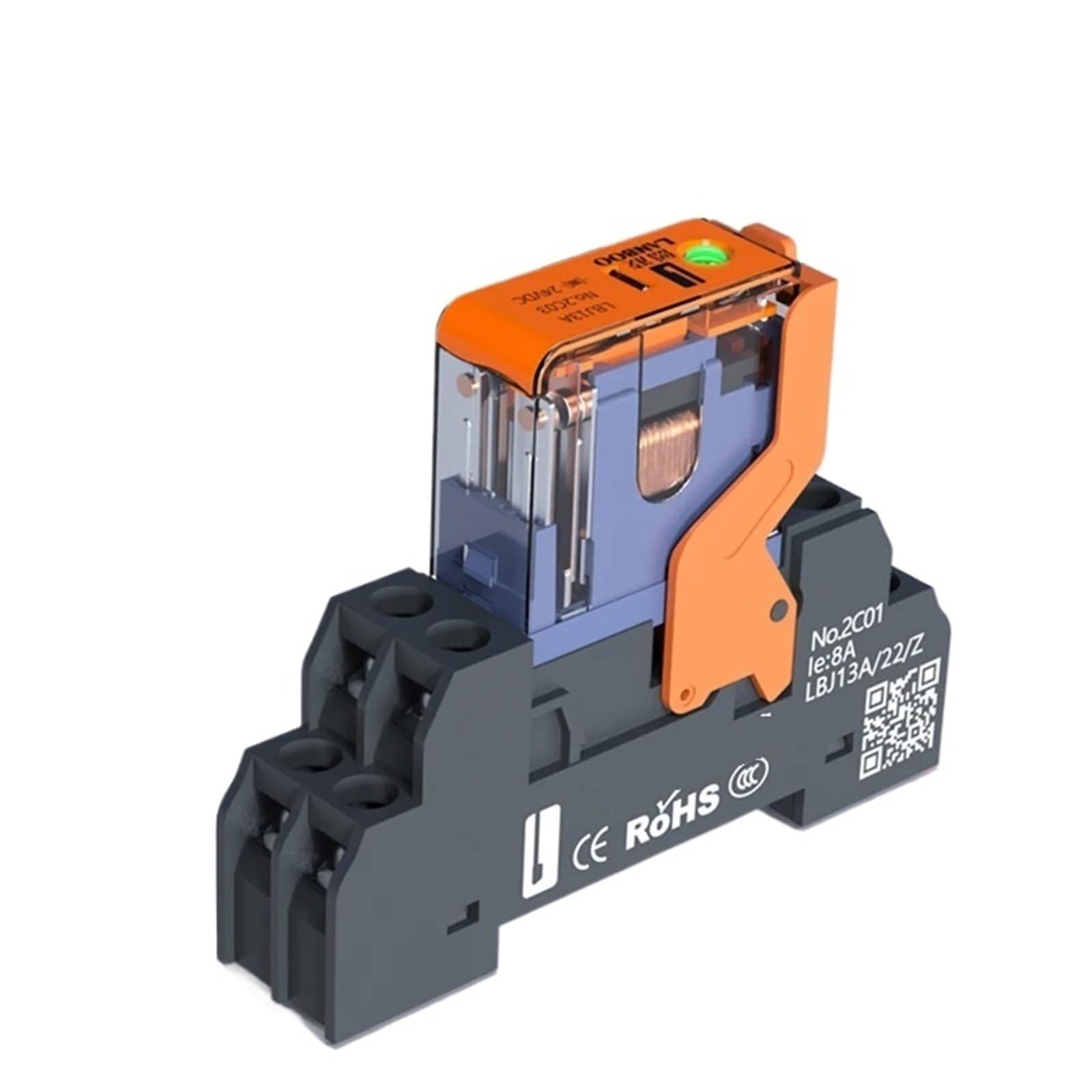 Relais intermédiaire J13A 5 broches DC 12V avec embase pour tableau électrique - 7