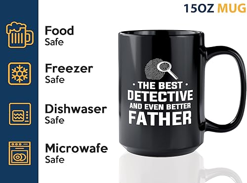 Miniatura 4 de Taza de café detective de 15 onzas, color negro, el mejor detective, policía, patrulla, policía, policía, policía, policía, policía, policía, jefe