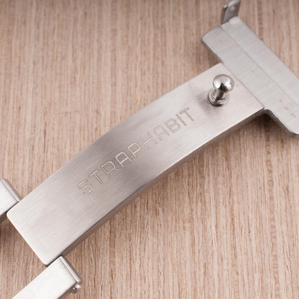 StrapHabit Quick Adjust Ratcheting Deployant Watch Clasp Buckle - Stainless Steel Deployment for Stainless Steel Bracelets
