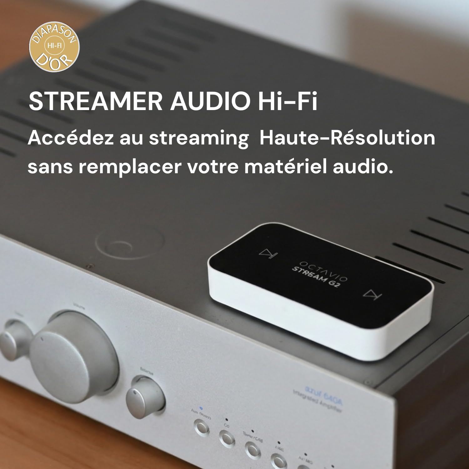Octavio Stream G2 – Audio-Streamer, WLAN, kompatibel mit Google Cast, AirPlay2, Qobuz Connect, Spotify Connect, Tidal Connect, Deezer, Youtube Musik, Hi-Res, Multiroom, Radios (Kabel MiniToslink