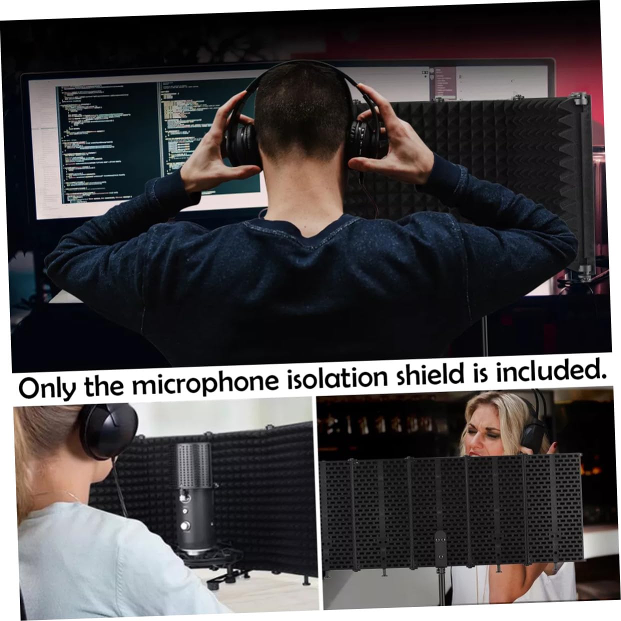 VANZACK Cubierta Insonorizante Para Micrófono Plegable De Estudio Protector De Aislamiento Para Micrófono Para Grabación Estudio o Uso De Escritorio Material Diseño Portátil