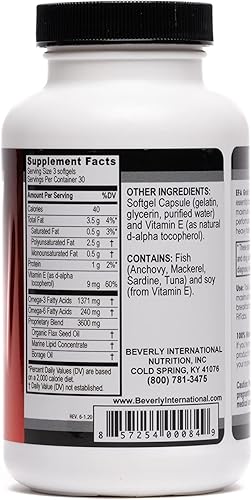 Miniatura 3 de Beverly International EFA Gold, 90 cápsulas de cápsula blanda. Enfría la inflamación, embellece y protege. Omega-3 de alta potencia EPA y DHA +