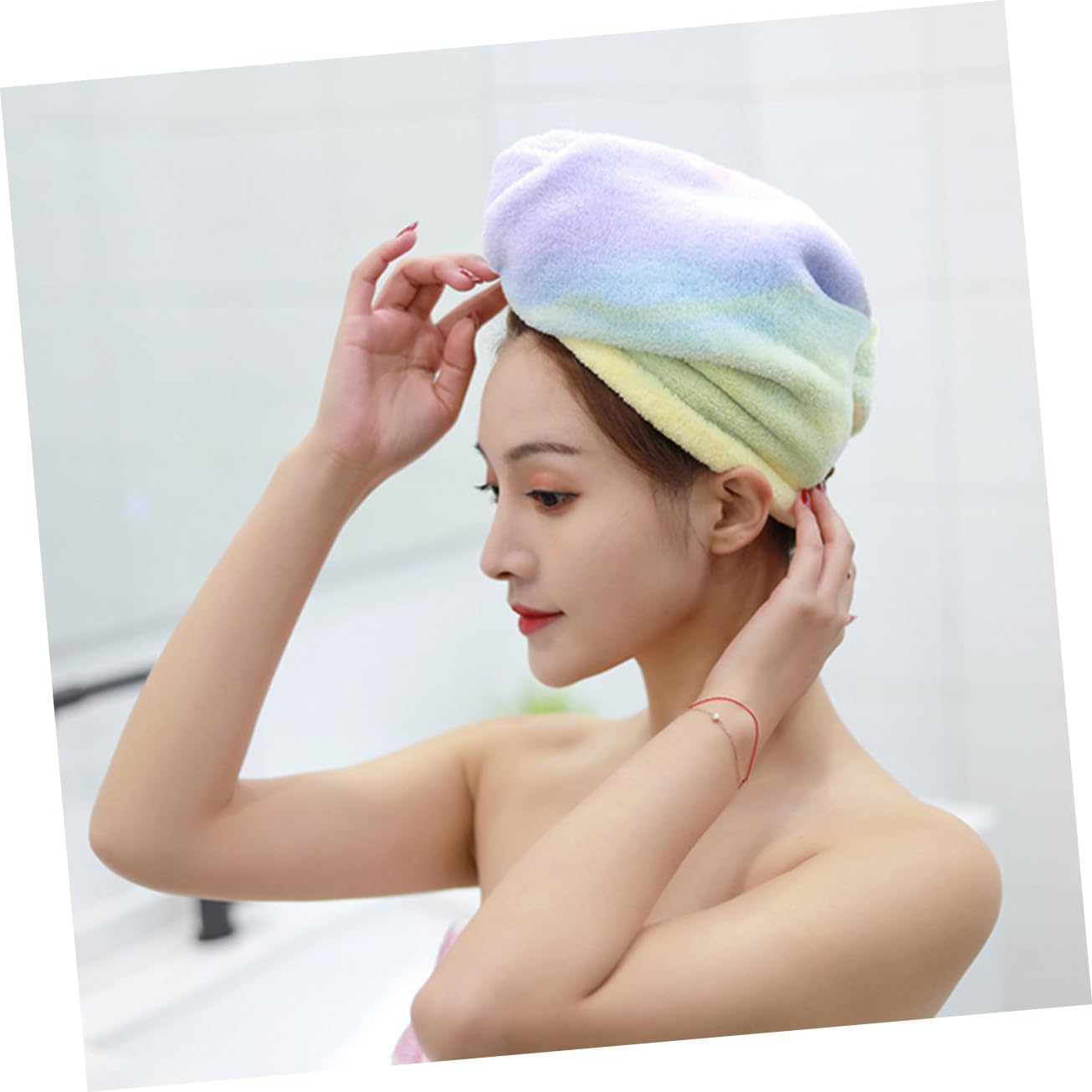 DECOMELODY Super Absorbent Fleece Hair Drying Cap Fast Drying Quick Dry Soft for Home Travel Gym Bath Time