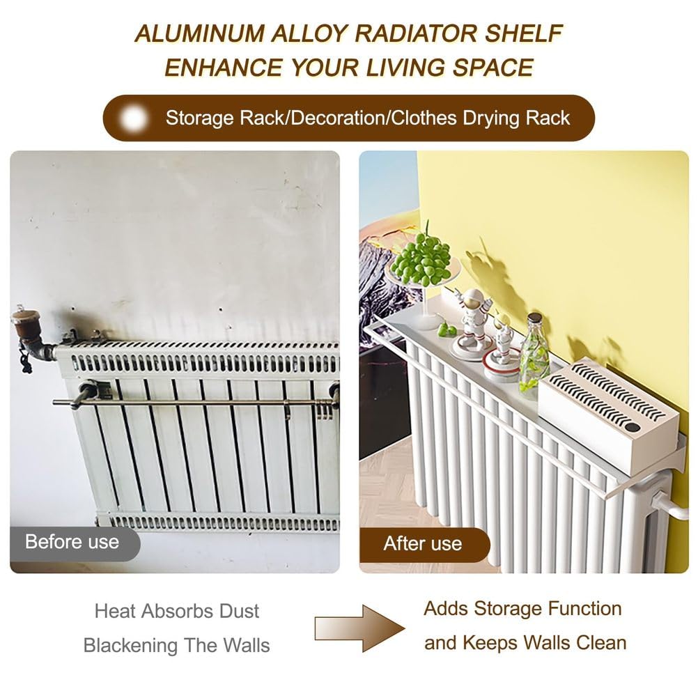 Étagère Murale Flottante pour radiateur, en métal, Anti-poussière et Anti-fumée, Cache-radiateur pour Salon et Chambre, supporte Les Charges importantes,20 * 80cm/5.5 * 31.5in