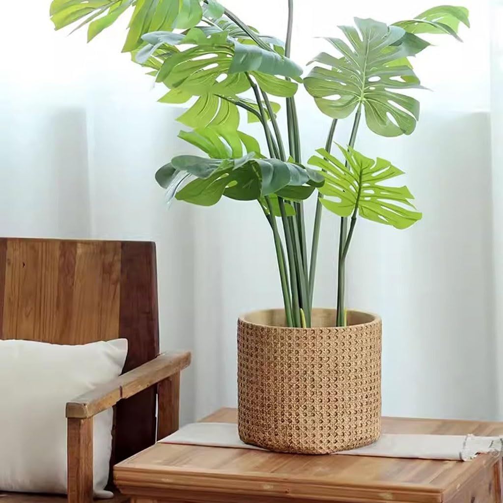 LAPADULA Pflanzentpfe Retro Rattan Monstera Bodenstehender Groer  Blumentopf Aus Zement for Den Innenbereich, Groer Blumentopf for Grne  Pflanzen Pflanzgefe(A): Amazon.de: Garten