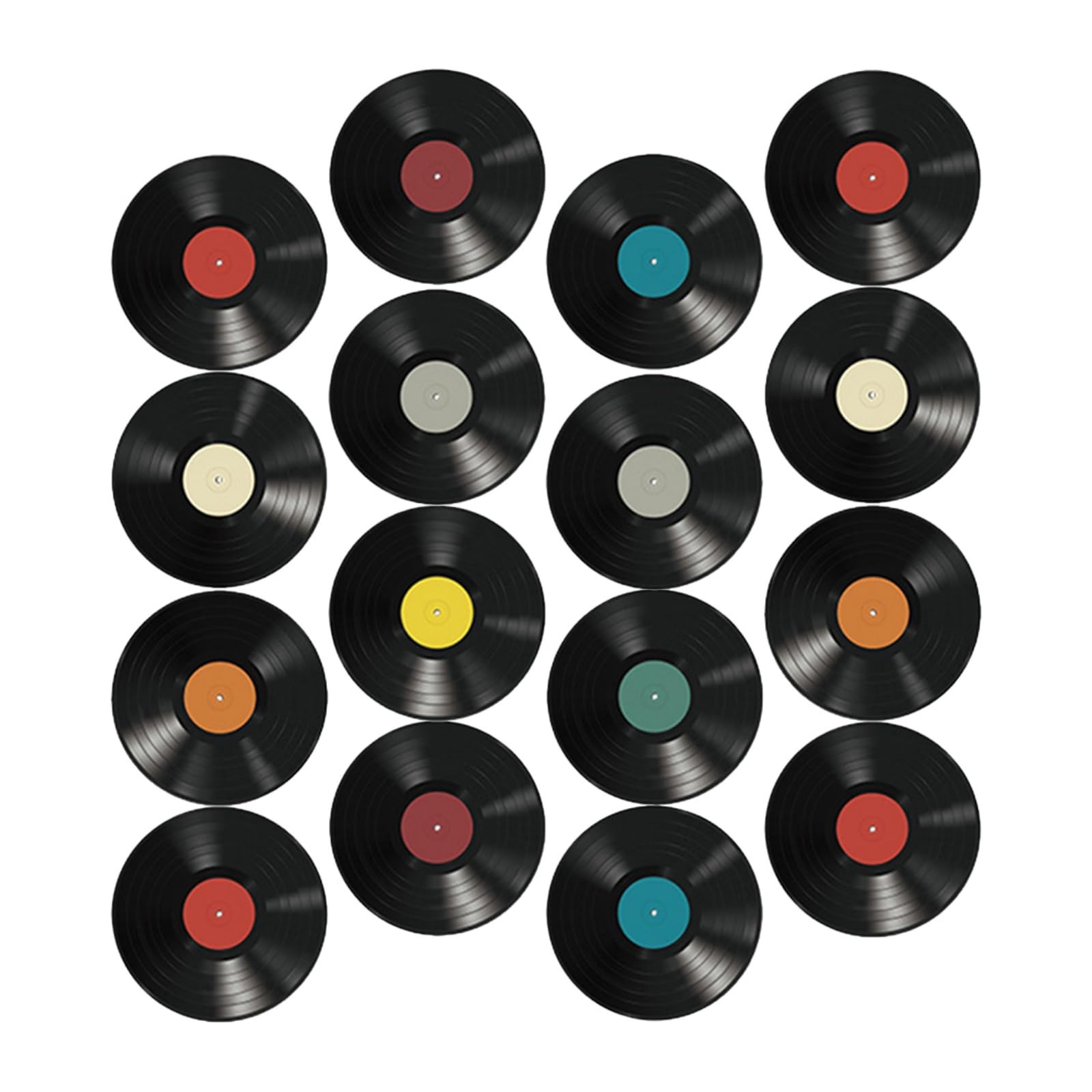 Didiseaon 16Pcs Vinyl Record Stickers Black Fake Record Decorations for Wall Decor Aesthetic Wall Decor for Home Bar Cafe Disco Party and Music Fans 8.86 X 8.86 in
