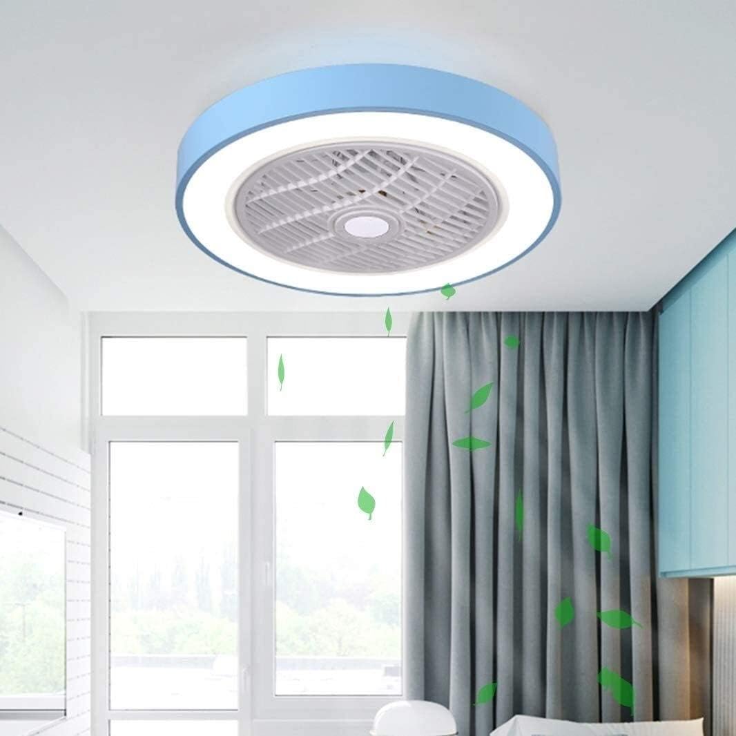 YUEGOO Chandeliers,46W Led Ceiling Light with Fan 3 Color Changeable Ceiling Fan Lights with Remote Control, Adjustable Speed Fan Lighting for Living Room Dining Room Bedroom Hallway, Blue