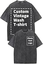 COOZEBRA T-Shirts Vintage Acid Wash Hommes Femmes, T-Shirts Personnalisé à Votre Design, Tee Shirt Personnalisable sur Le Devant Dos