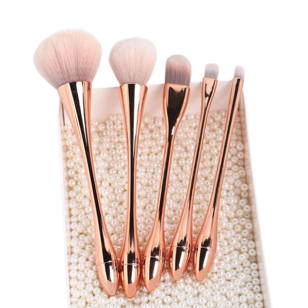 Make-up-Kunststoff, weiche Borsten, Make-up-Pinsel, Schönheits-Make-up-Werkzeuge, multifunktionales kosmetisches 5-teiliges Geschenkset / 415 (Color : One Color, Size : Rose Gold)