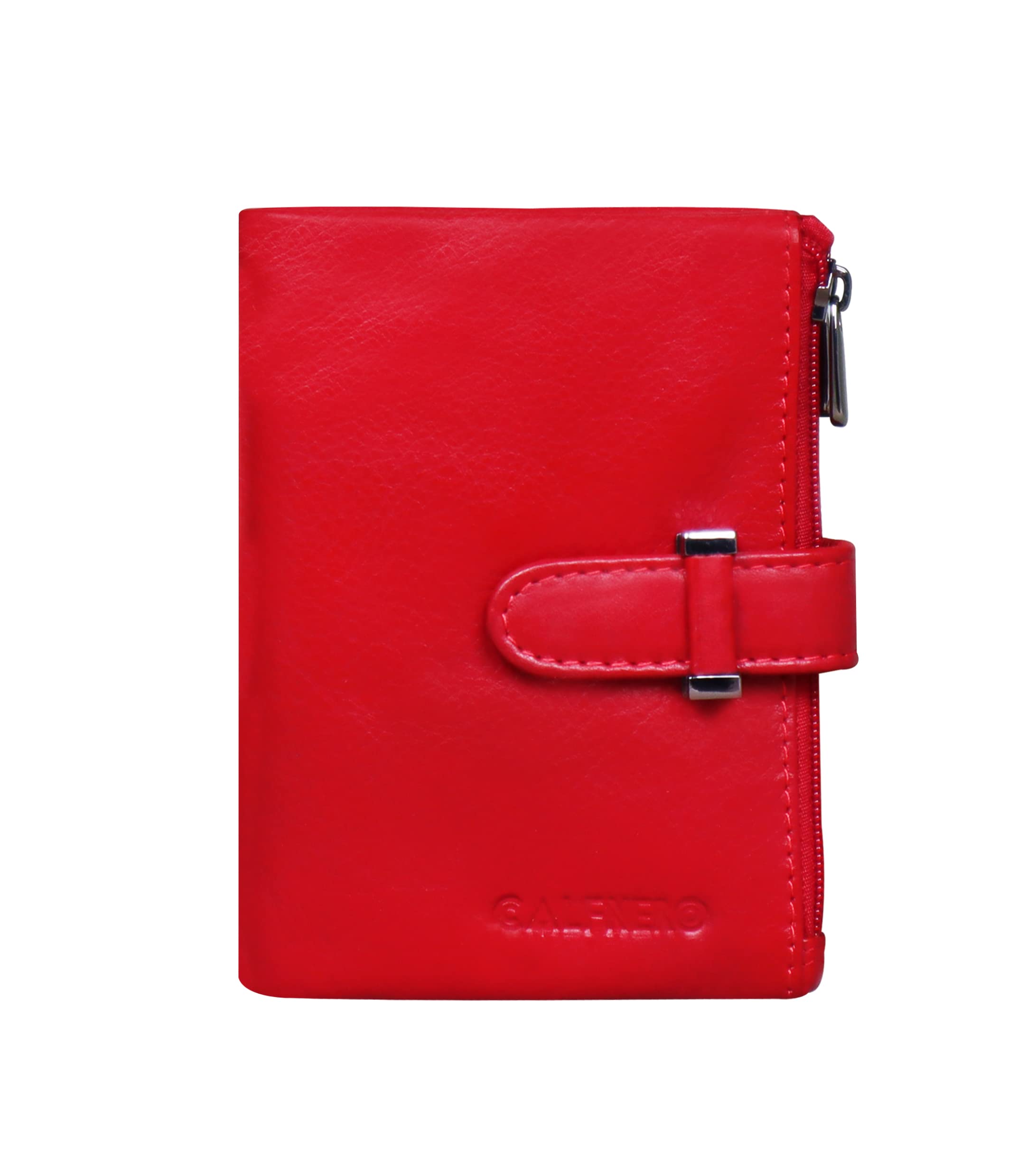 calfnero Women's Genuine Leather Wallet-Long Purse Wallet with Multiple Card Slots, Zip Pocket and Note Compartment (Red)-picture-34