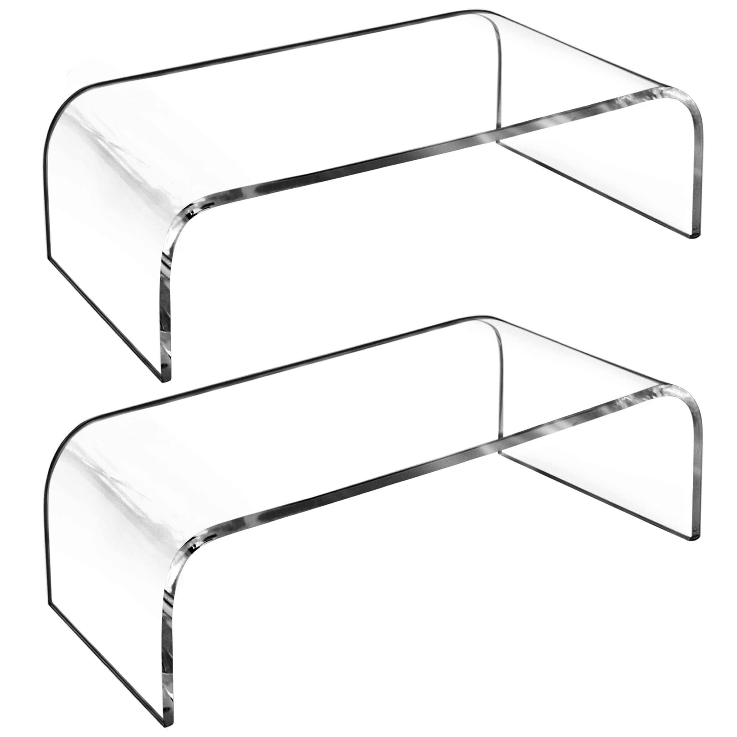 Unknown AMT 2 Packs Acrylic Monitor Stand, Premium Quality Clear Monitor Stand Riser, Keyboard Organizer, Computer Holder, Laptop/PC/Multimedia/Printer Monitor Stand for Home Office Work
