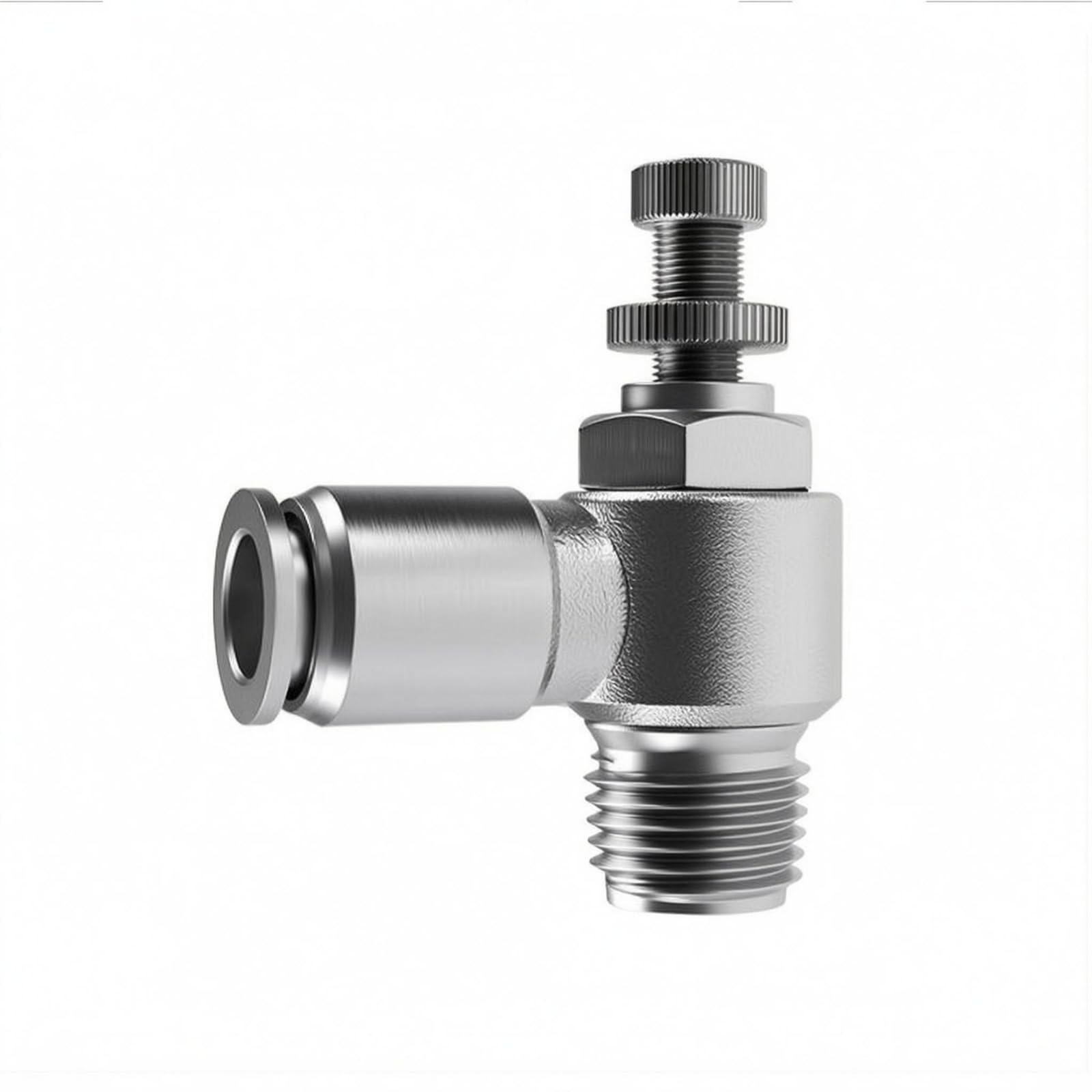 Amagogo Válvula de Control de Flujo con Control Neumático y Rosca Exterior Fabricada en Acero Inoxidable y Sello de Caucho Fácil Conexión Adecuada para, Acero Inoxidable SL12-01 10 Unidades